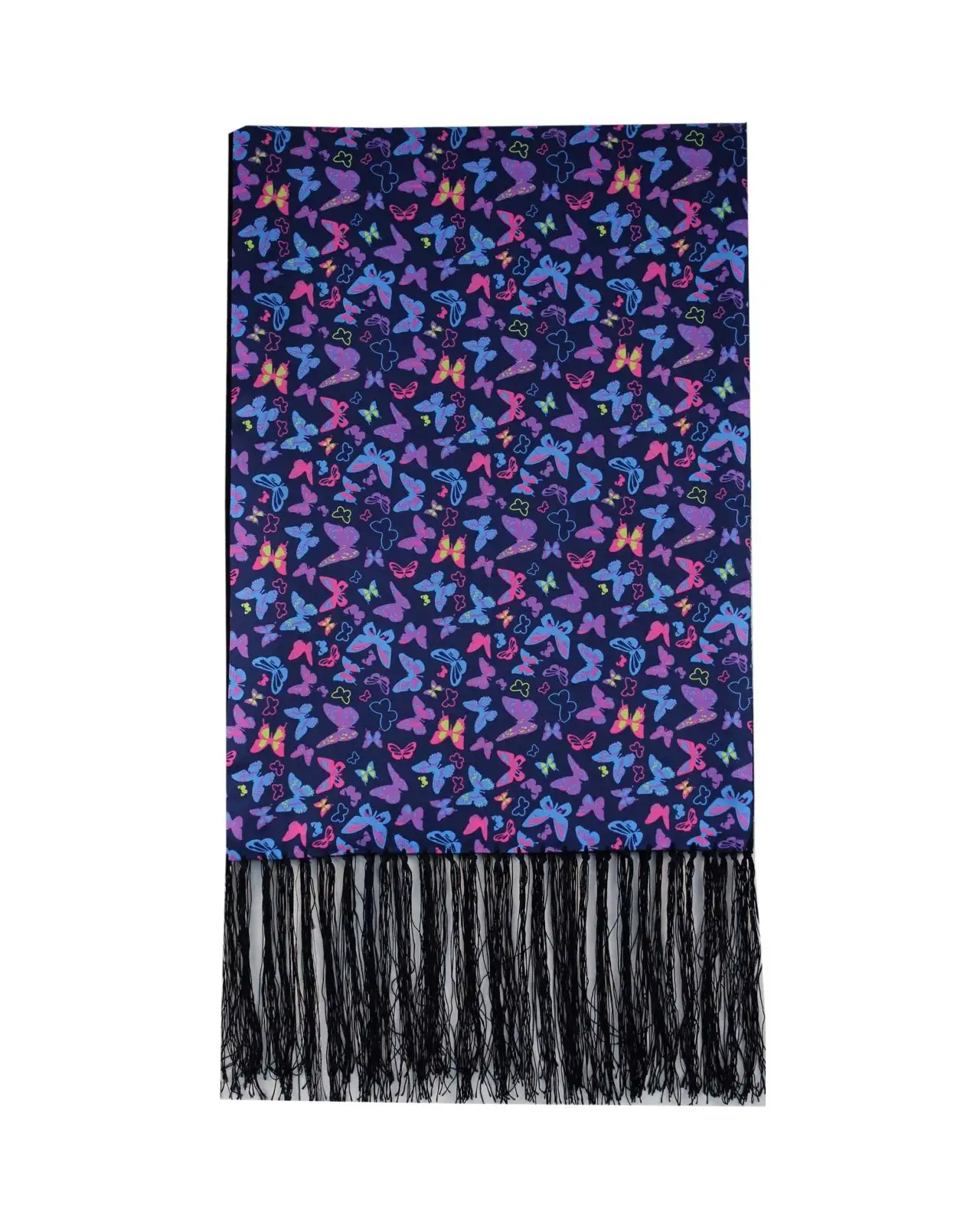 Scarves Soprano Ties Soprano Multi Coloured Butterflies On Navy Ground Wool And Silk Mix Luxury Mens Silk Scarf £27.00