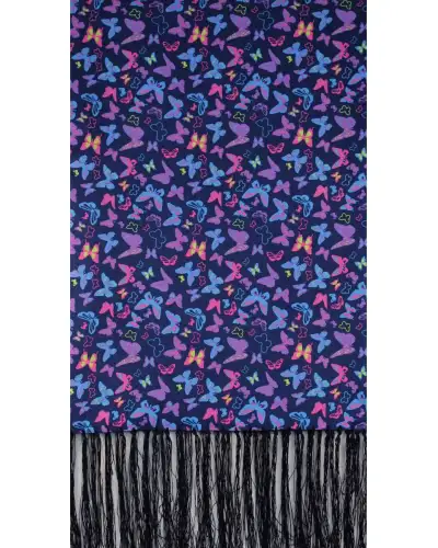 Scarves Soprano Ties Soprano Multi Coloured Butterflies On Navy Ground Wool And Silk Mix Luxury Mens Silk Scarf £27.00