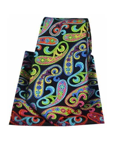 Posh &amp; Dandy Multi Coloured Paisley Luxury Silk Tie And Hanky Set | Soprano Ties ST TPSYPD304 Silk Hankie
