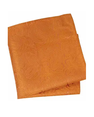 Soprano Orange Paisley Silk Hanky | Soprano Ties ST HANKWST7206 Silk Hankie