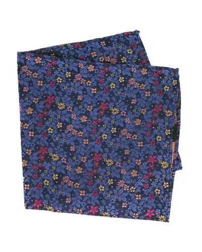 Hankie - Posh &amp; Dandy Italian Design Navy Blue Ground With Multi Coloured Flowers Silk Hanky | Soprano Ties ST HANKPD420