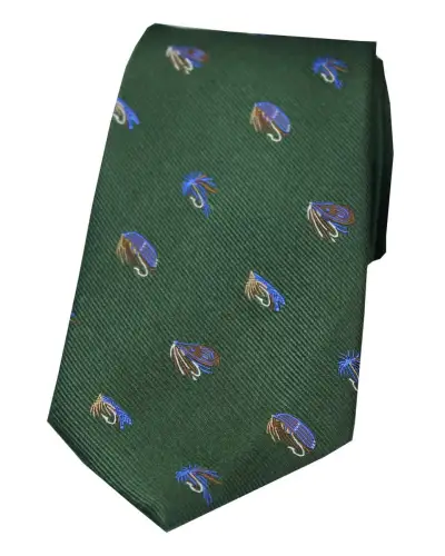 Silk Ties Soprano Ties Soprano Fishing Themed Silk Tie On Racing Green Ground £18.00