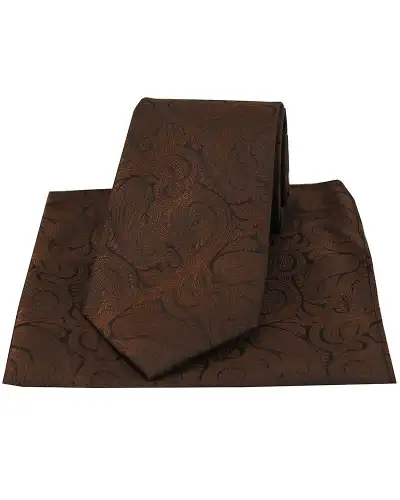 Soprano Brown Ground Tonal Paisley Luxury Silk Tie | Soprano Ties ST TPSWST7204 Silk Hankie
