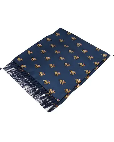 Scarves Soprano Ties Soprano Blue Horse Racing Theme Silk Aviator Scarf £38.00