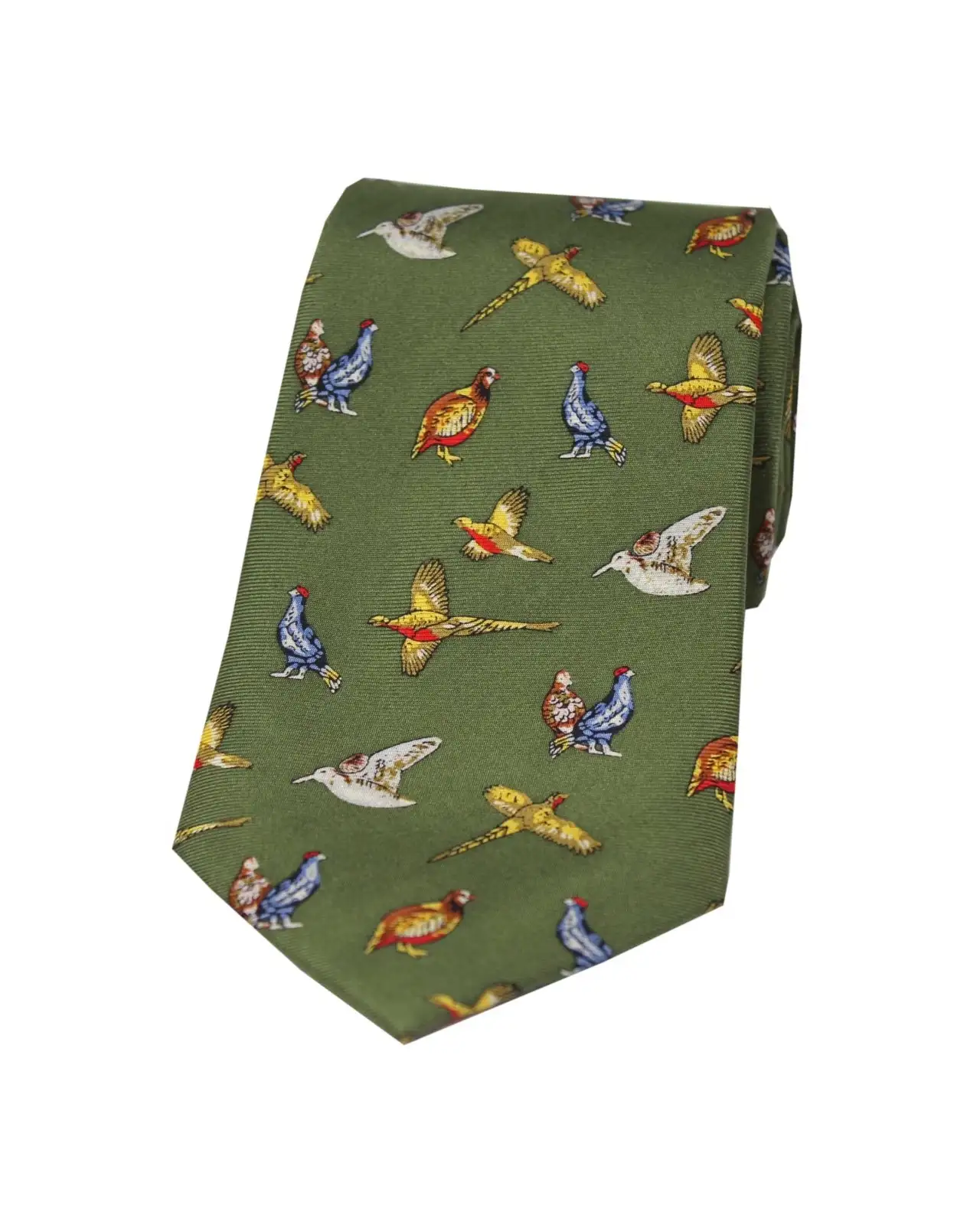 Silk Ties Soprano Ties Soprano Country Birds On Country Green Ground Country Silk Tie £23.00
