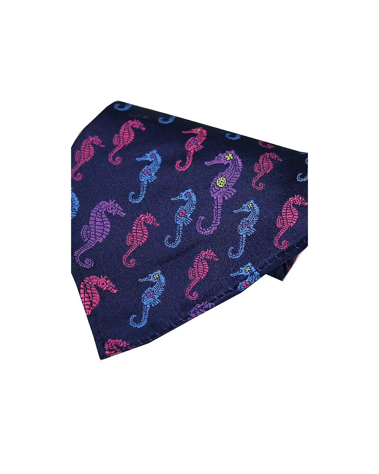 Silk Hankies Soprano Ties Posh and Dandy Navy Multi Coloured Sea Horses Silk Pocket Hanky £9.00
