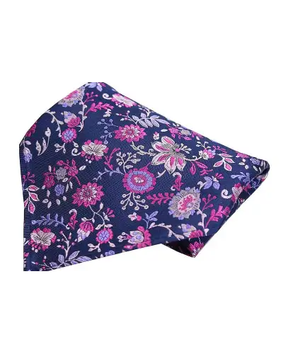 Pocket Square Soprano Ties Posh and Dandy Blue Purple Fuchsia Floral Luxury Silk Pocket Square £15.00