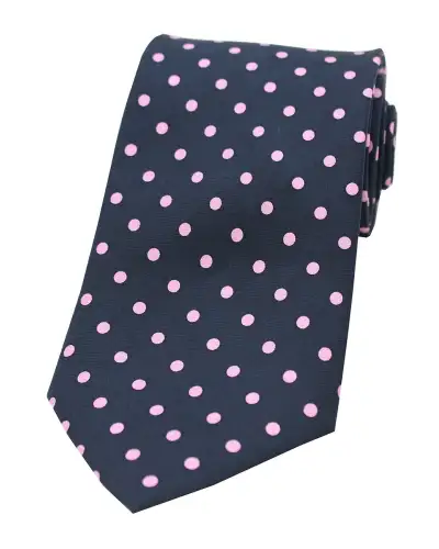 Silk Ties Soprano Ties Soprano Navy And Pink Polka Dots Mens Printed Silk Tie £21.00