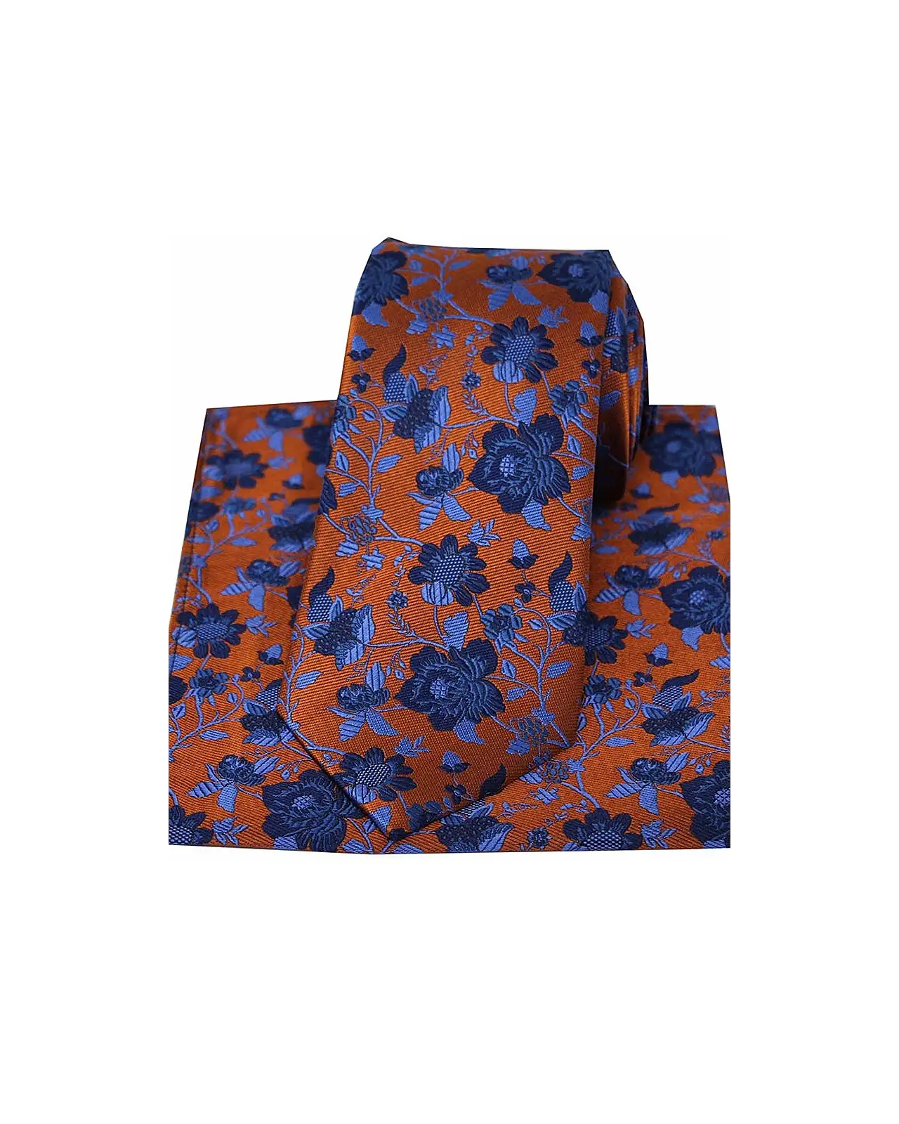 Silk Hankies Soprano Ties Soprano Orange Blue Floral Luxury Silk Tie And Hanky £34.00
