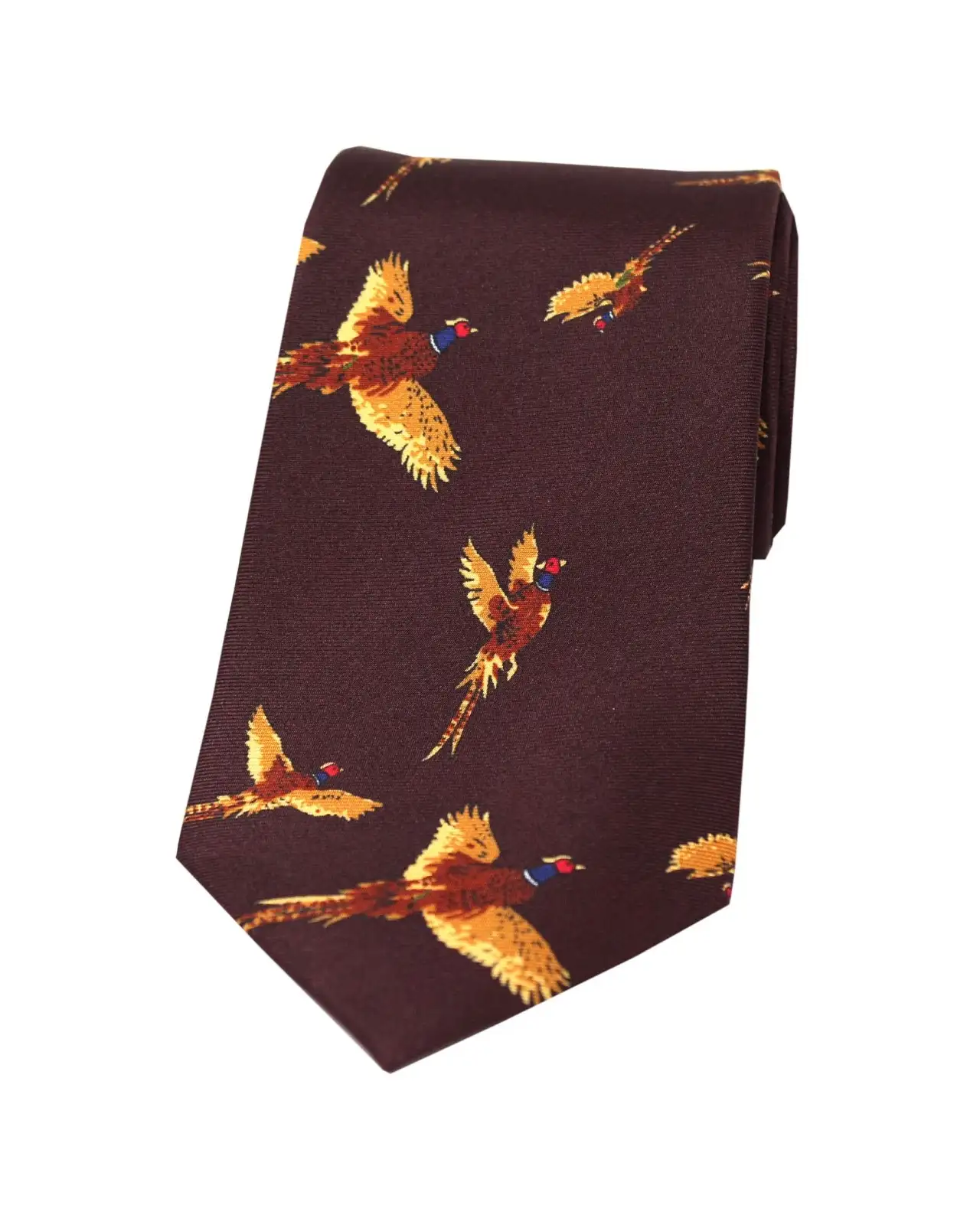 Silk Ties Soprano Ties Soprano Flying Pheasants Wine Ground Country Silk Tie £23.00