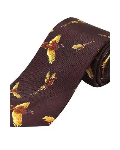 Silk Ties Soprano Ties Soprano Flying Pheasants Wine Ground Country Silk Tie £23.00