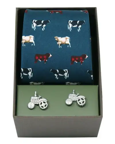 Gift Sets Soprano Ties Soprano Navy Breed Of Cows Silk Tie Cufflink Gift Set £40.00