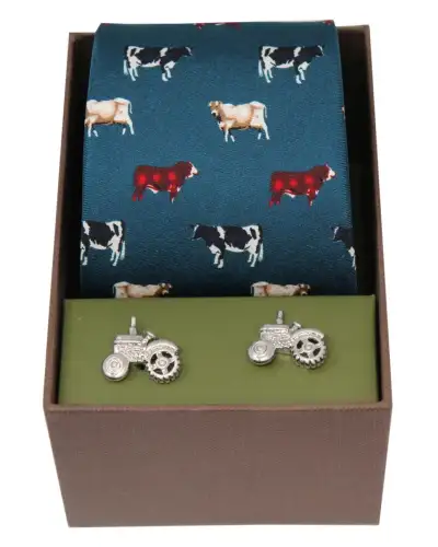 Gift Sets Soprano Ties Soprano Navy Breed Of Cows Silk Tie Cufflink Gift Set £40.00