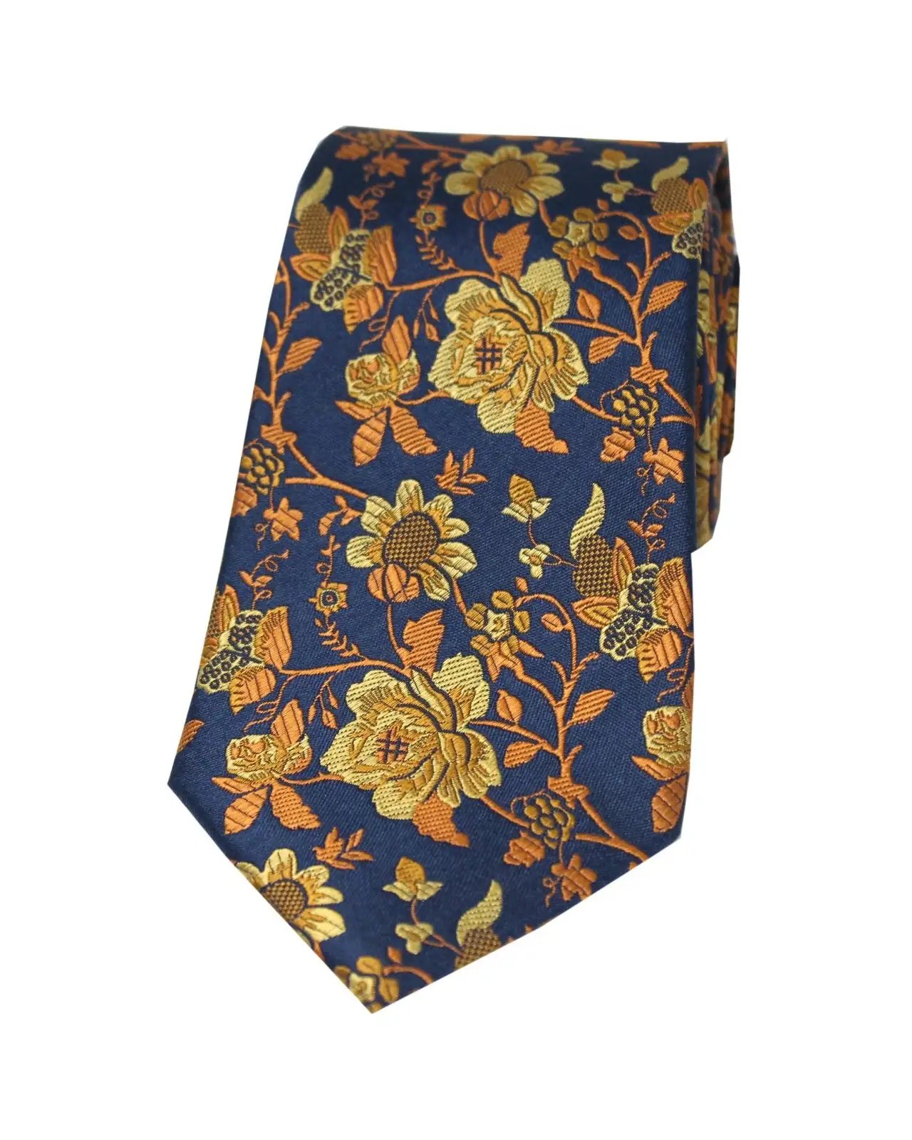 Silk Ties Soprano Ties Soprano Navy Gold Burnt Orange Floral Silk Tie £21.00