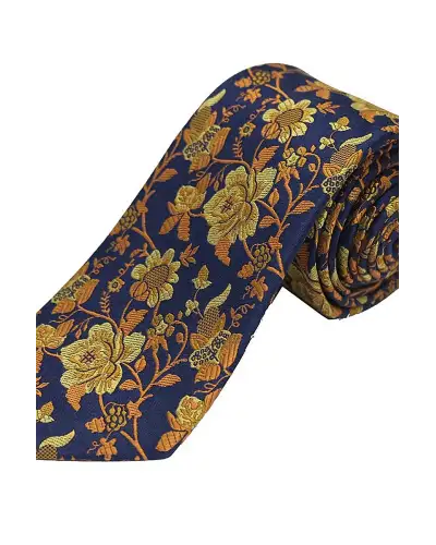 Silk Ties Soprano Ties Soprano Navy Gold Burnt Orange Floral Silk Tie £21.00