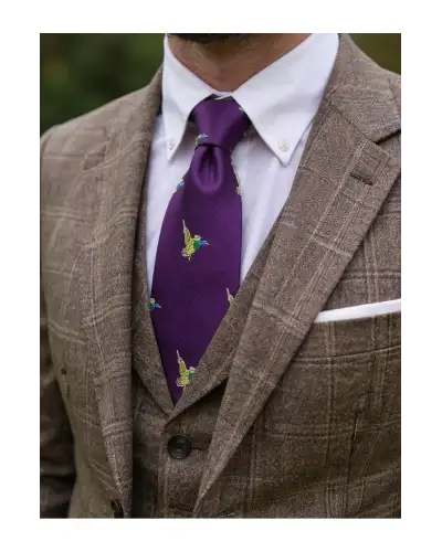 Silk Ties Soprano Ties Soprano Flying Ducks On Purple Ground Country Silk Tie £24.00