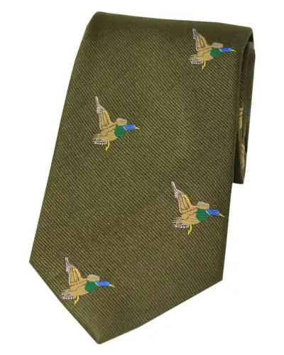 Silk Ties Soprano Ties Soprano Flying Ducks On Country Green Ground Country Silk Tie £18.00