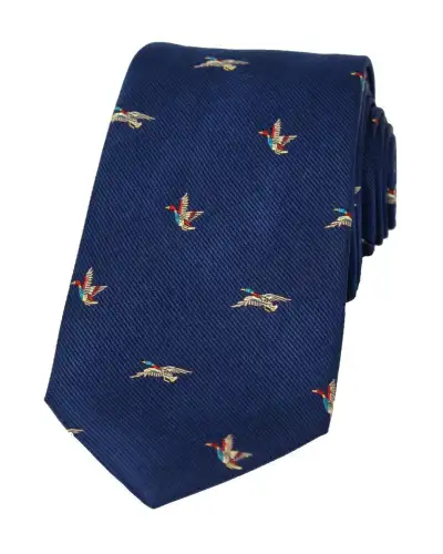 Silk Ties Soprano Ties Soprano Flying Ducks On Blue Ground Country Silk Tie £24.00