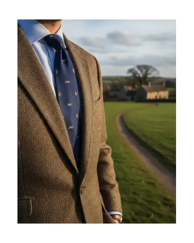 Silk Ties Soprano Ties Soprano Flying Ducks On Blue Ground Country Silk Tie £24.00