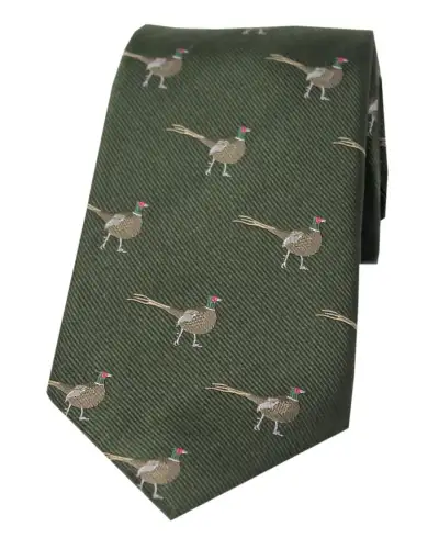 Silk Ties Soprano Ties Soprano Standing Male Pheasant On Green Ground Country Silk Tie £24.00