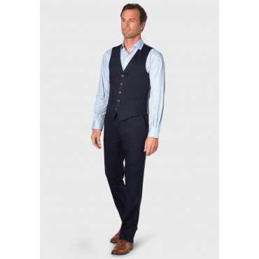 Three Piece Suits Brook Taverner Tailored Fit Gower Navy Linen Blend Suit - Waistcoat Optional £179.00