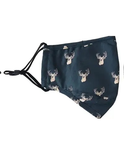 Face Masks Soprano Ties Navy Stags Heads 100pc Cotton Washable And Reusable Face Mask £5.00