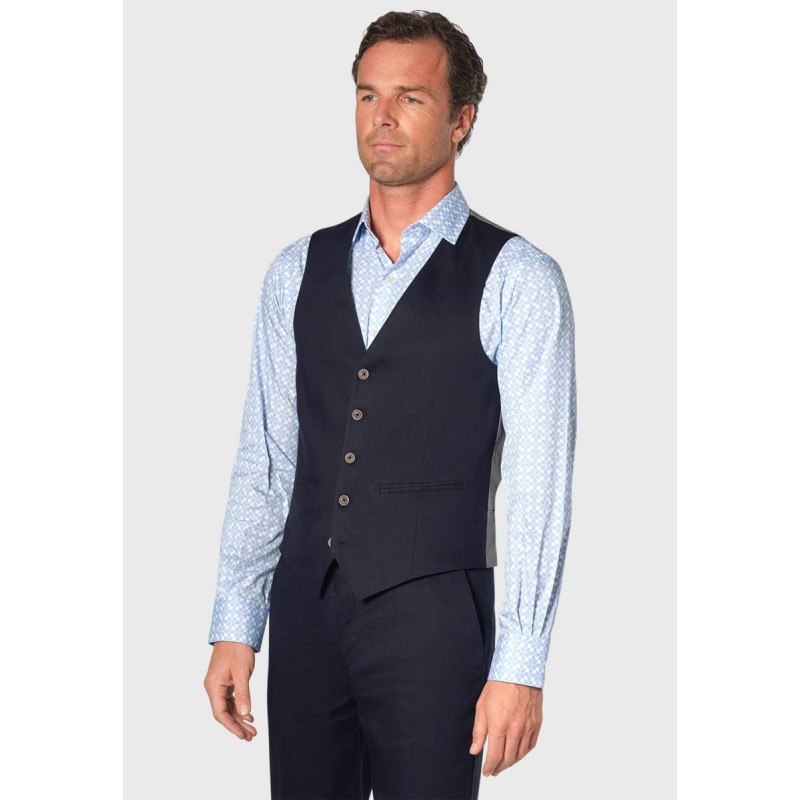 Three Piece Suits Brook Taverner Tailored Fit Gower Navy Linen Blend Suit - Waistcoat Optional £179.00