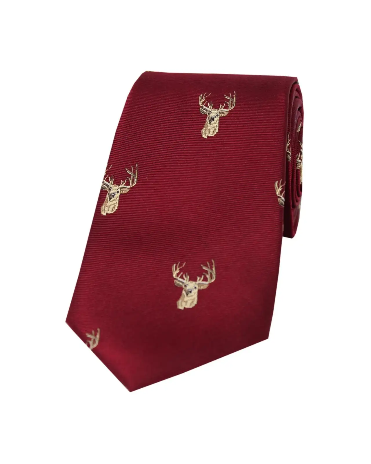 Silk Ties Soprano Ties Soprano Stags Heads Wine Ground Country Silk Tie £24.00