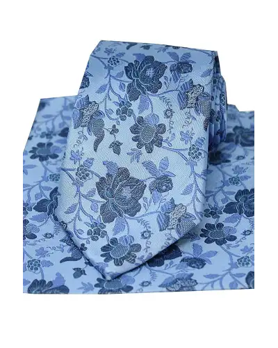 Silk Hankies Soprano Ties Soprano Sky Blue Floral Patterned Silk Tie And Hanky Set £34.00