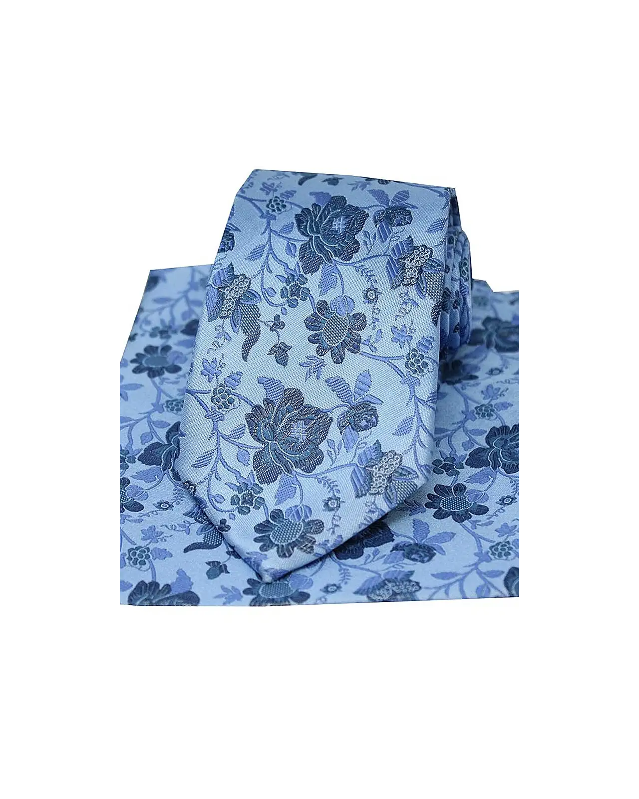 Silk Hankies Soprano Ties Soprano Sky Blue Floral Patterned Silk Tie And Hanky Set £34.00