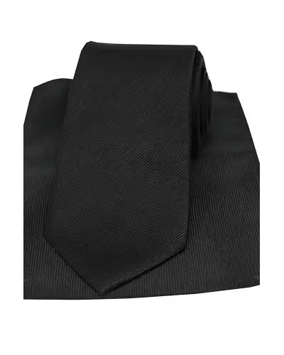 Pocket Square Soprano Ties Soprano Black Fine Rib Plain Silk Tie And Pocket Square £34.00
