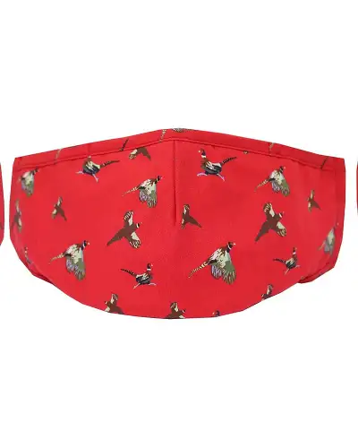 Face Masks Soprano Ties Red Flying Pheasants 100pc Cotton Washable And Reusable Face Mask £5.00