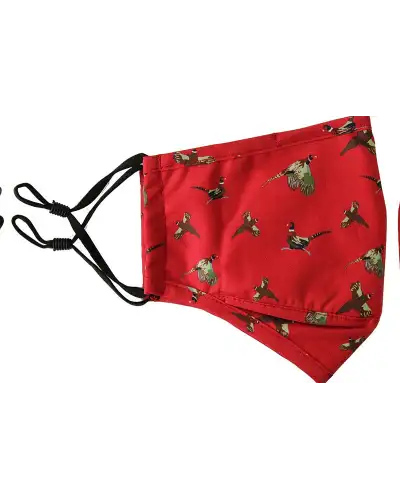 Face Masks Soprano Ties Red Flying Pheasants 100pc Cotton Washable And Reusable Face Mask £5.00