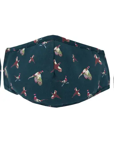 Face Masks Soprano Ties Navy Flying Pheasants 100pc Cotton Washable And Reusable Face Mask £5.00