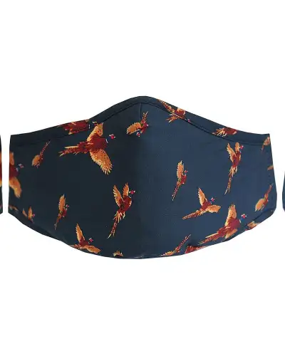 Face Masks Soprano Ties Navy Flying Pheasants Washable And Reusable 100pc Cotton Face Mask £5.00