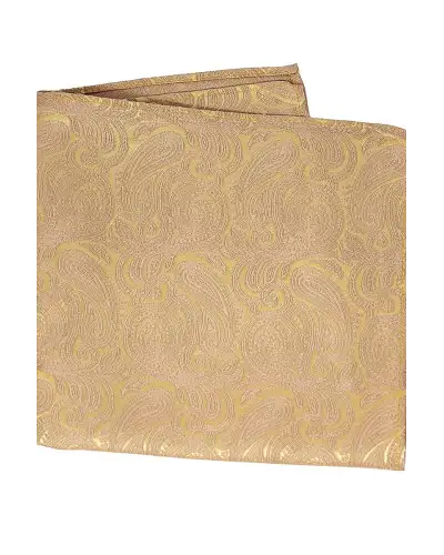 Soprano Champagne Gold Paisley Luxury Silk Hanky | Soprano Ties ST HANKWST7210 Silk Hankie
