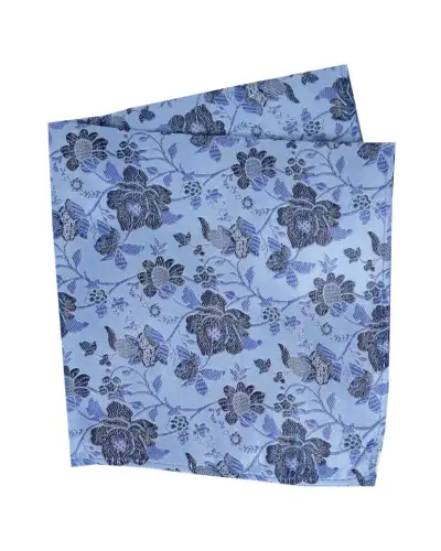 Silk Hankies Soprano Ties Soprano Sky Blue Floral Patterned Silk Handkerchief £15.00