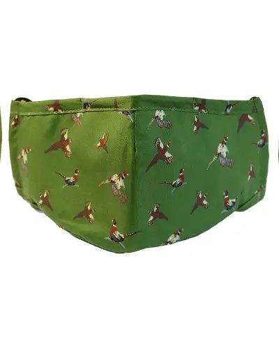Face Masks Soprano Ties Green Flying Pheasants 100pc Cotton Washable And Reusable Face Mask £5.00