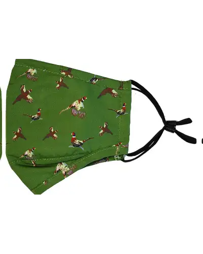 Face Masks Soprano Ties Green Flying Pheasants 100pc Cotton Washable And Reusable Face Mask £5.00