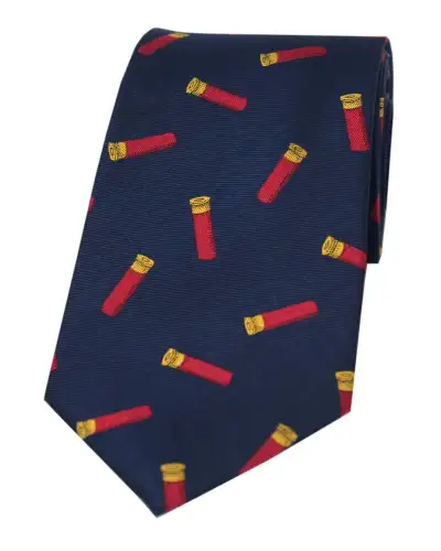 Silk Ties Soprano Ties Soprano Gun Cartridges On Navy Blue Ground Country Silk Tie £24.00