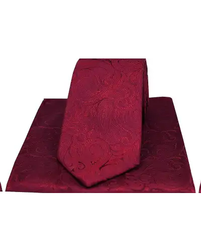 Soprano Wine Ground Tonal Paisley Luxury Silk Tie | Soprano Ties ST TPSWST0548 Silk Hankie