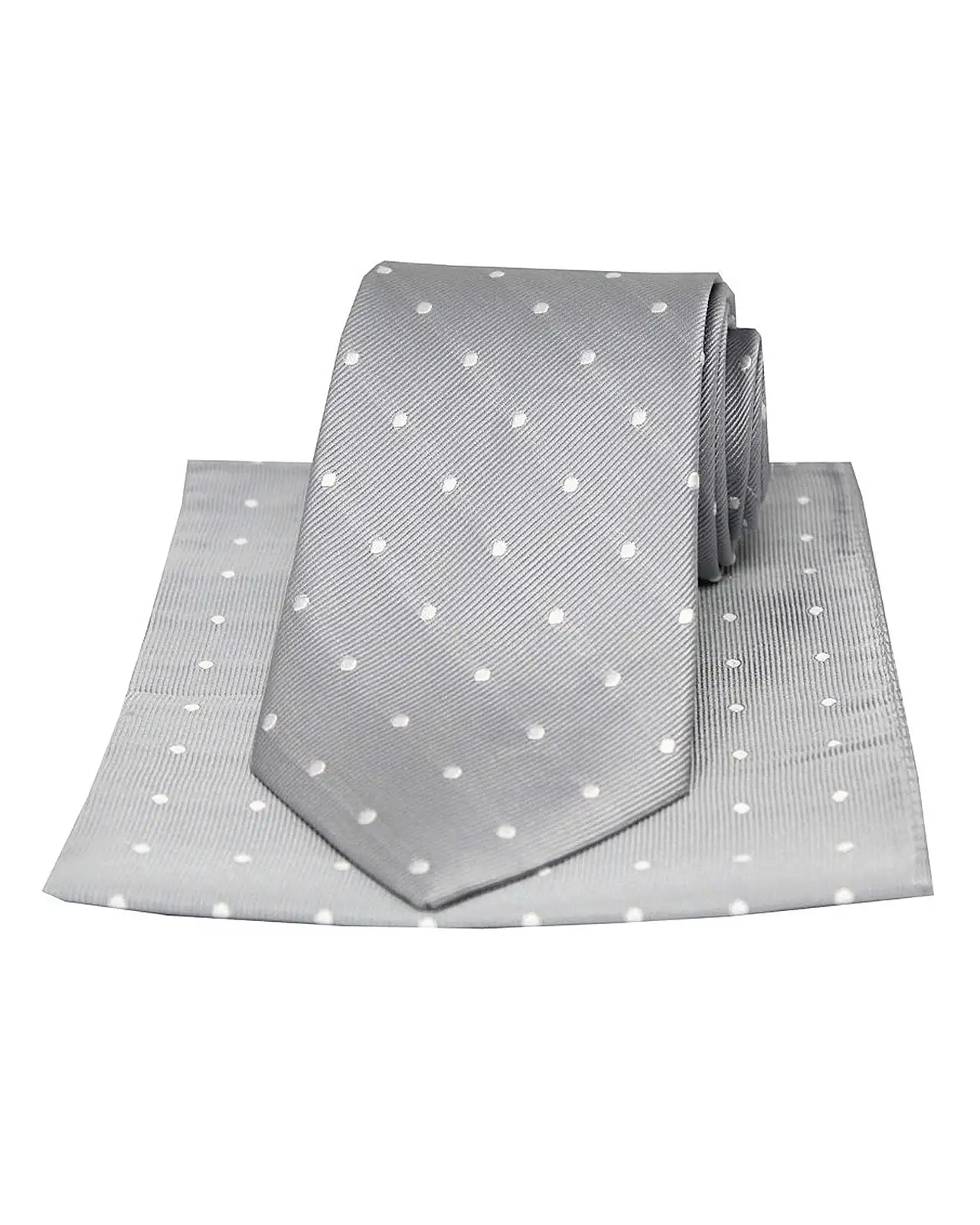 Pocket Square Soprano Ties Soprano Silver With White Polka Dots Silk Tie And Pocket Square £23.00