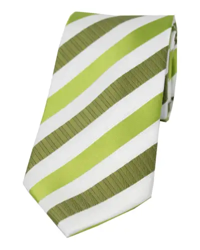 Polyester Ties Soprano Ties Soprano Green Striped Polyester Tie On White Ground £9.00
