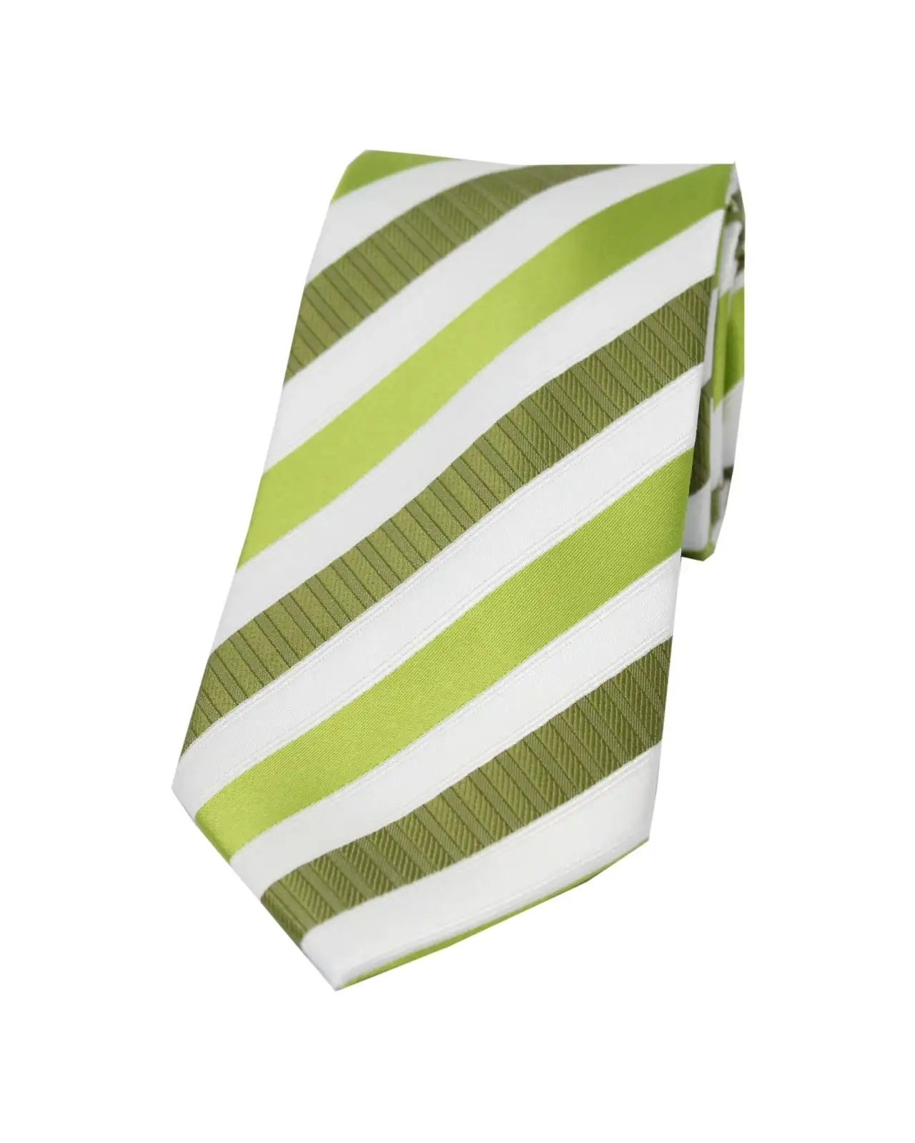 Polyester Ties Soprano Ties Soprano Green Striped Polyester Tie On White Ground £9.00