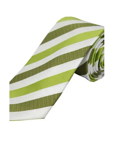 Polyester Ties Soprano Ties Soprano Green Striped Polyester Tie On White Ground £9.00