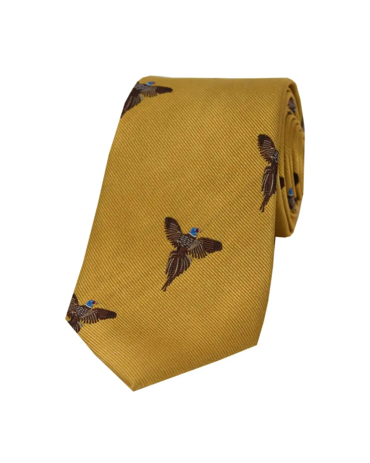 Silk Ties Soprano Ties Soprano Flying Pheasant On Gold Ground Country Silk Tie £24.00