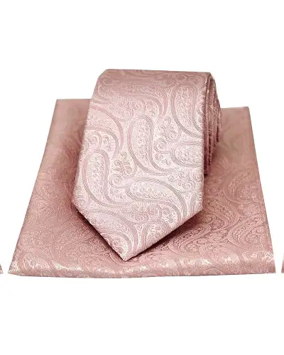 Soprano Tonal Pink Classic Paisley Silk Tie And Pocket Square | Soprano Ties ST TPSYWSN59 Silk Hankie