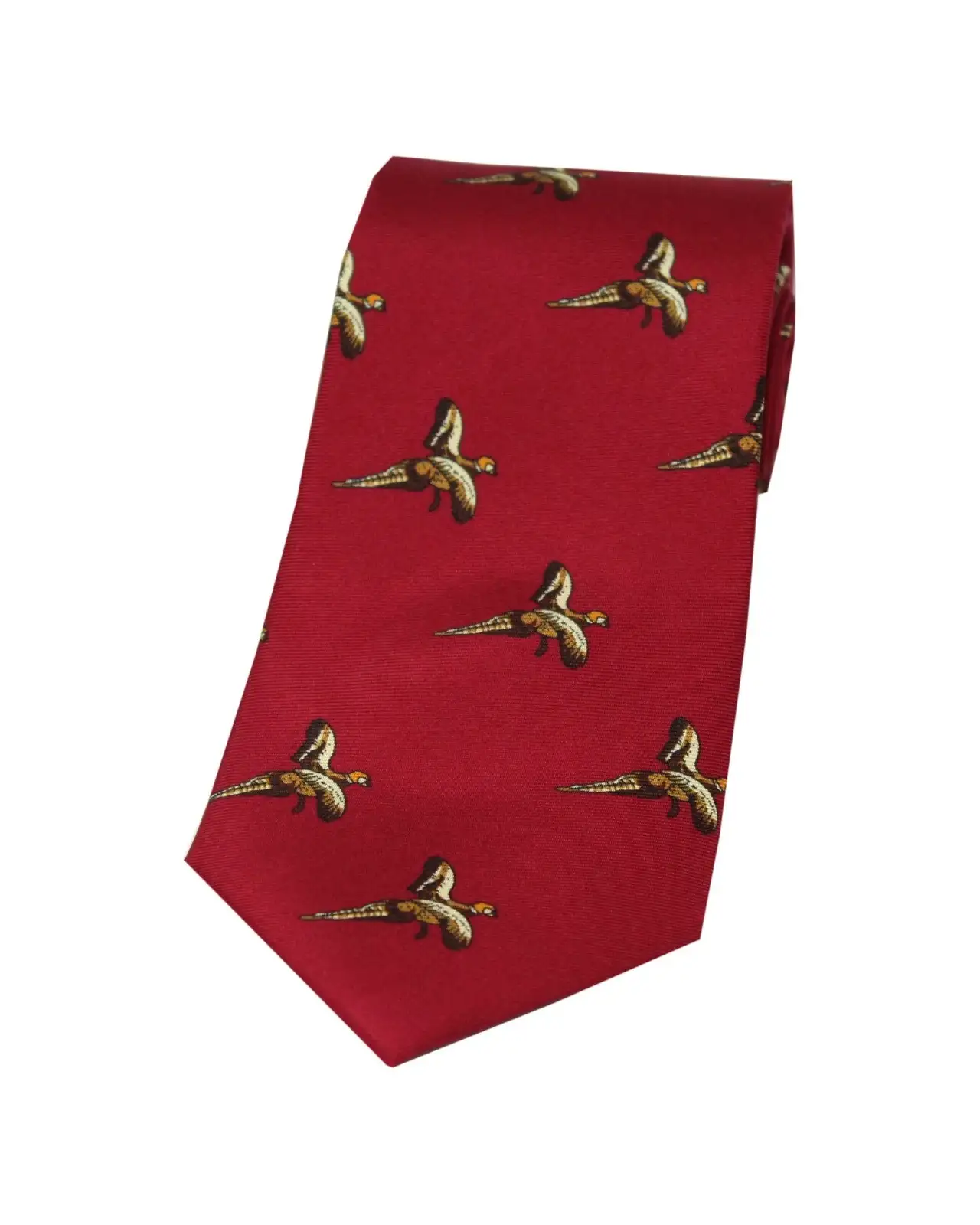Silk Ties Soprano Ties Soprano Flying Pheasant On Red Ground Country Silk Tie £18.00