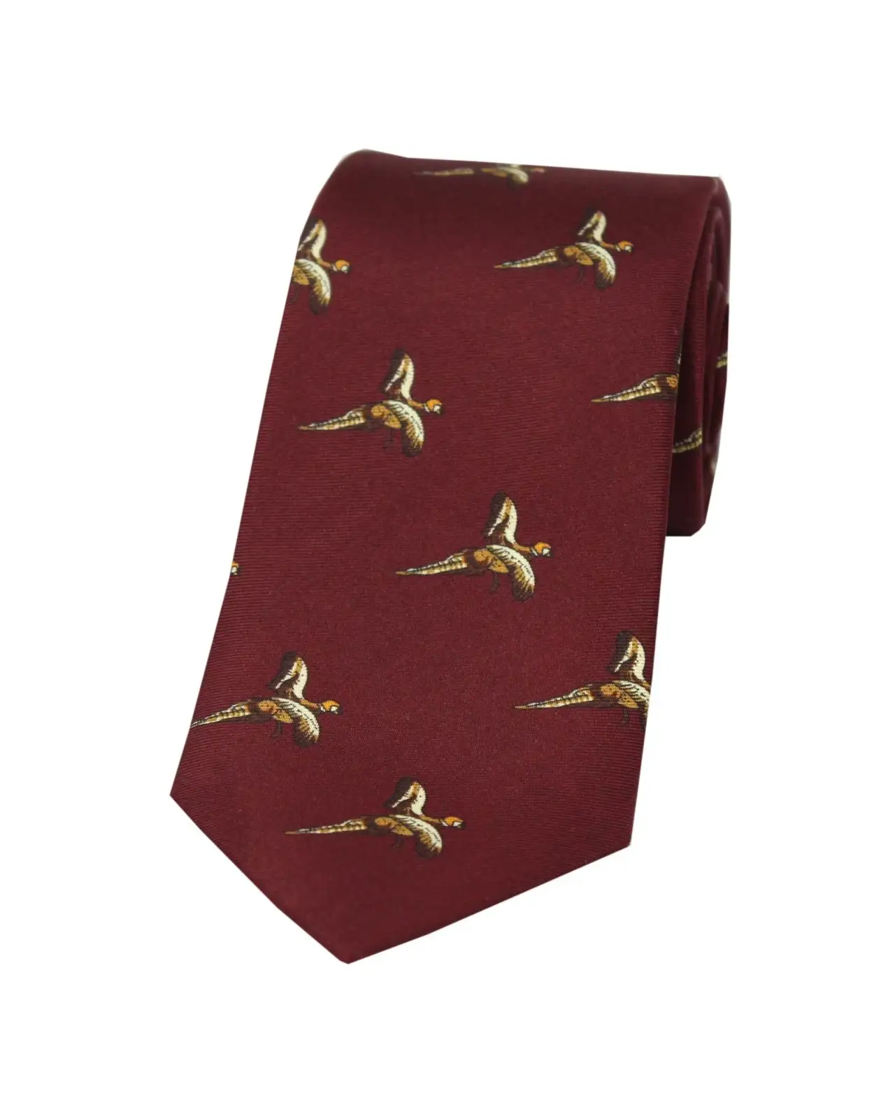 Silk Ties Soprano Ties Soprano Flying Pheasant On Wine Ground Country Silk Tie £23.00