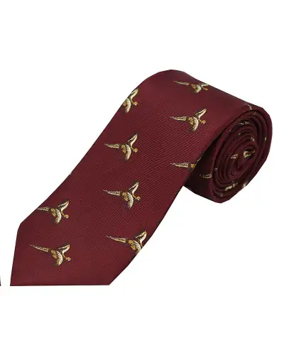 Silk Ties Soprano Ties Soprano Flying Pheasant On Wine Ground Country Silk Tie £23.00